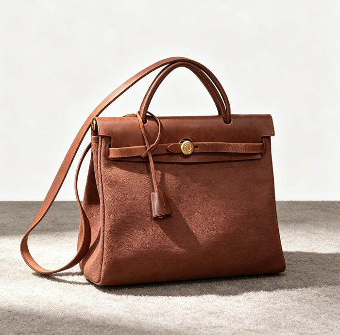 Hermès Herbag 31 Burgundy Gold Hardware Canvas Top Handle Bag Chain - photo 1 of 14