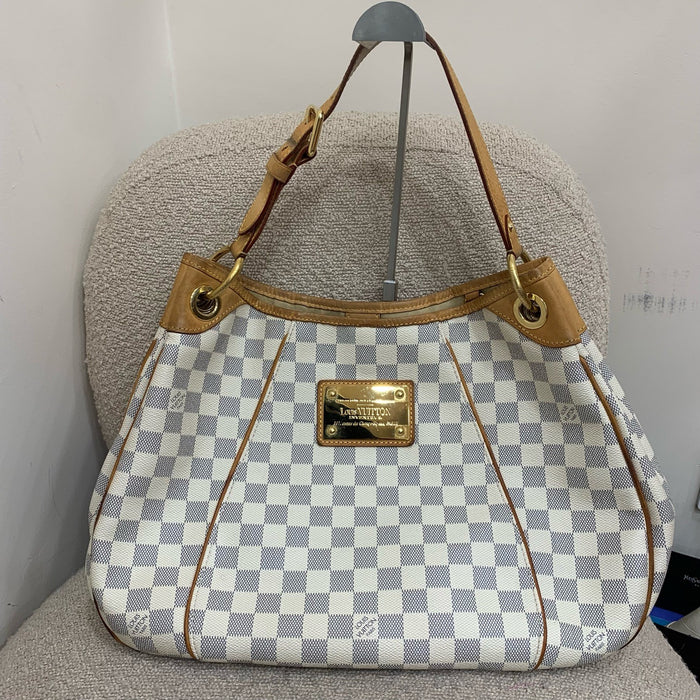 Louis Vuitton Galliera GM Damier Azur Hobo Shoulder Bag Gold Front Metal Plaque - photo 1 of 17