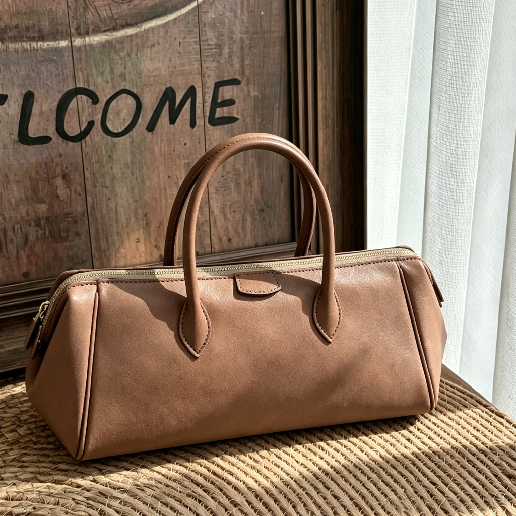 Hermès Bombay 27 Mocha Brown Silver HW Tadelakt Leather Vintage Top Handle - photo 1 of 10