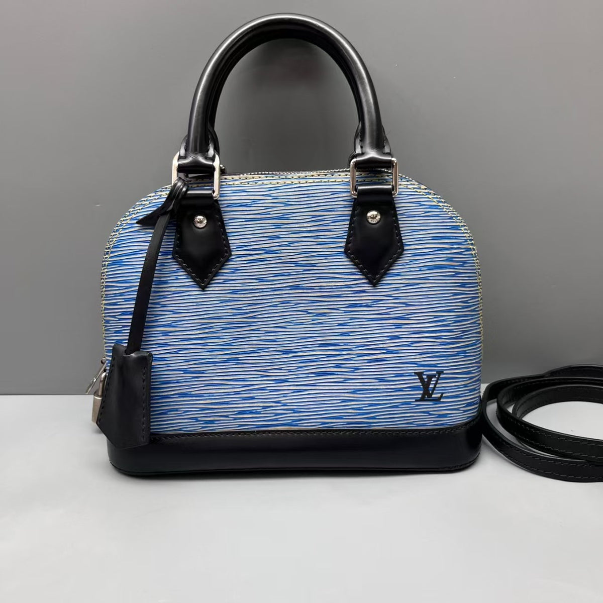 Louis Vuitton Alma BB Blue Wave Epi Leather Limited Mini Shell Bag With Strap - photo 1 of 8