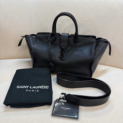 YSL Black Croc Trim Large Top Handle Work Tote Removable Strap Full Set - photo 1 of 8